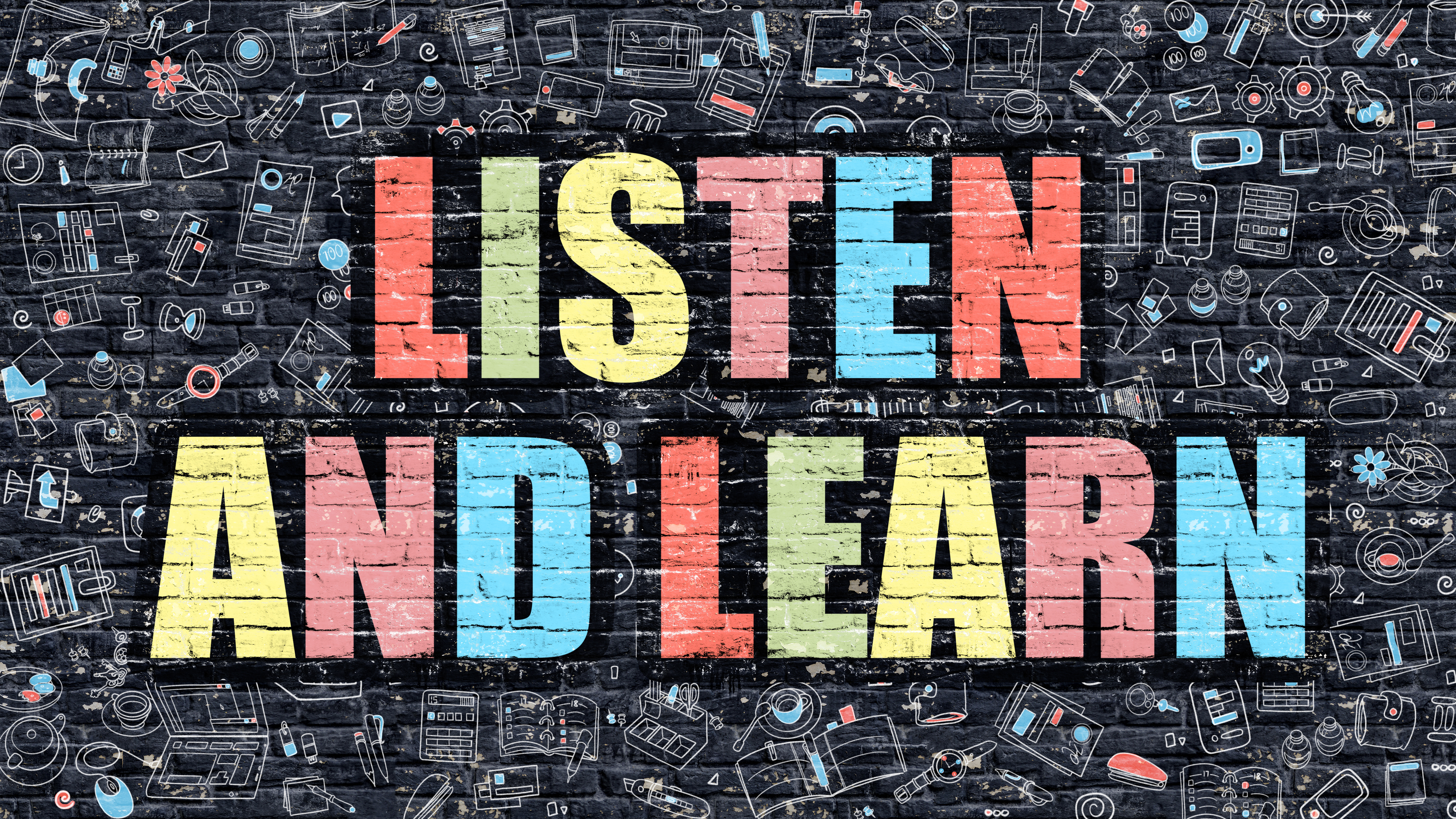 Listen and learn slogan showing the benefits of social listening