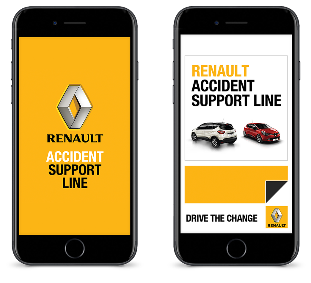 Renault Accident Support Line App developed by Woven's mobile app development team