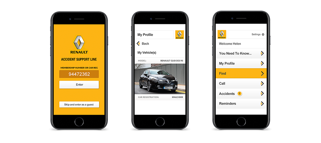 Renault's Accident Support Line mobile application