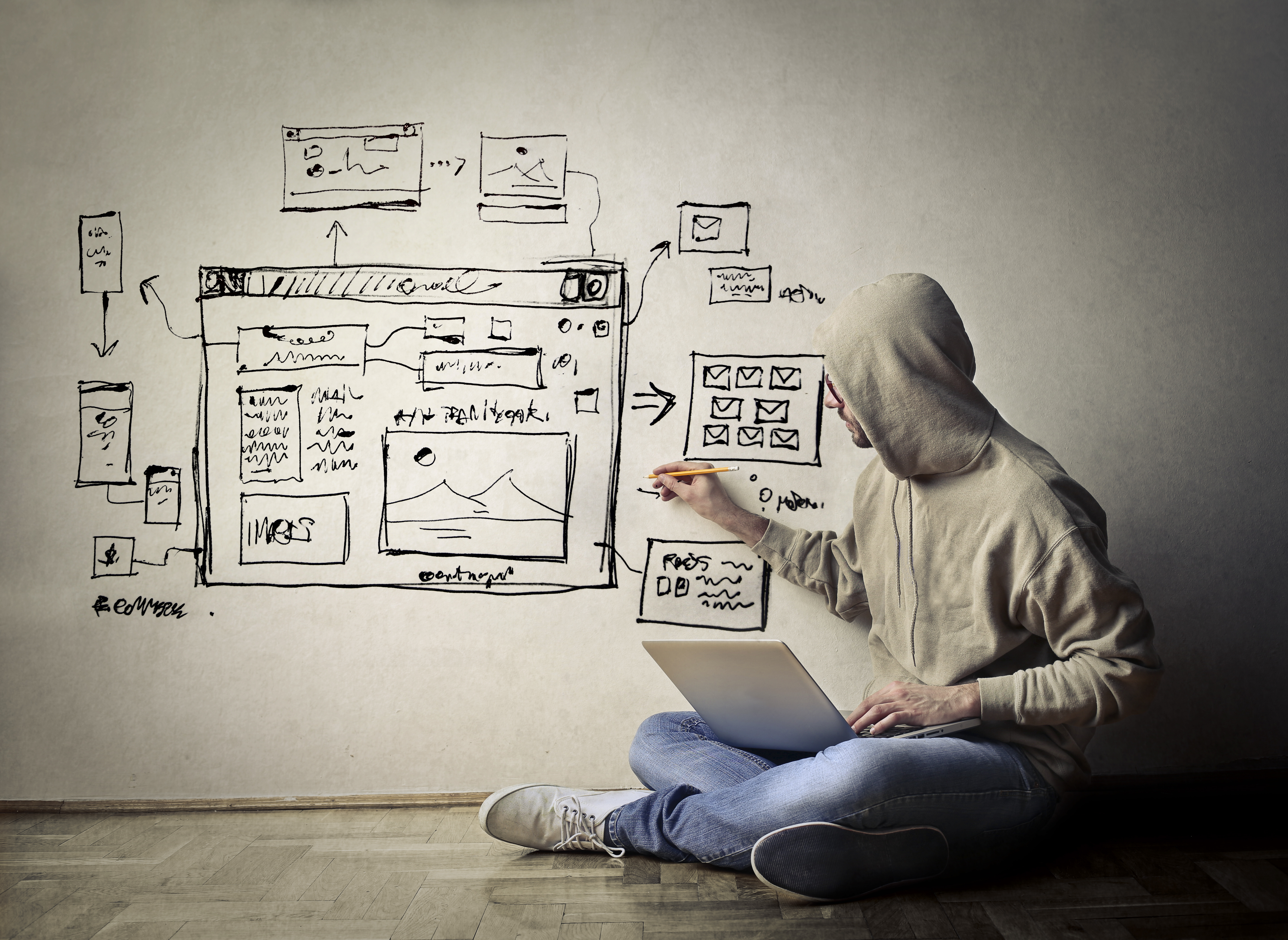Image symbolising wireframing and online user experience for lead generation