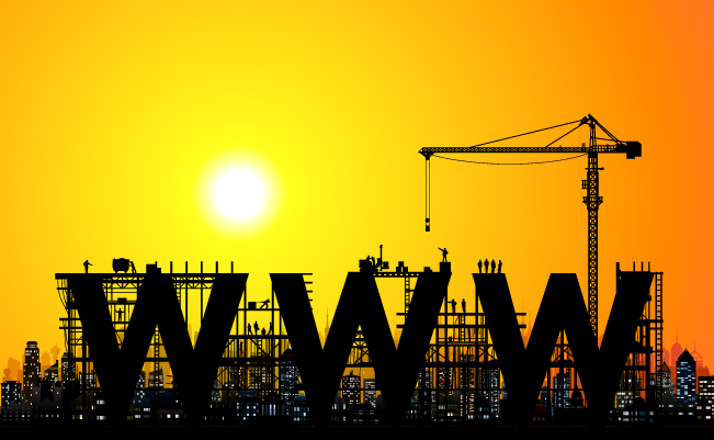 Image showing a construction site and the words 'WWW', symbolising a website under development