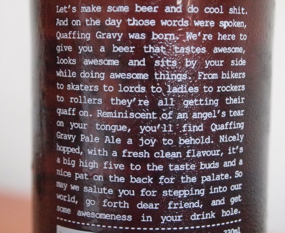 The packaging label for Quaffing Gravy pale ale
